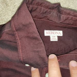 Merona  burgundy, 100% cotton  casual dress shirt